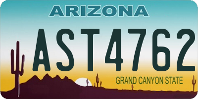 AZ license plate AST4762