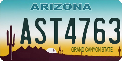 AZ license plate AST4763
