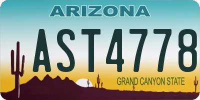 AZ license plate AST4778