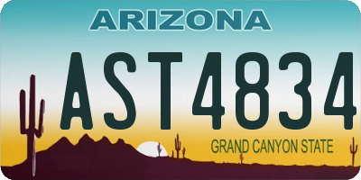 AZ license plate AST4834