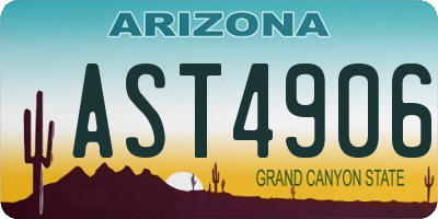 AZ license plate AST4906