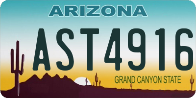 AZ license plate AST4916