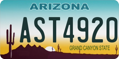 AZ license plate AST4920