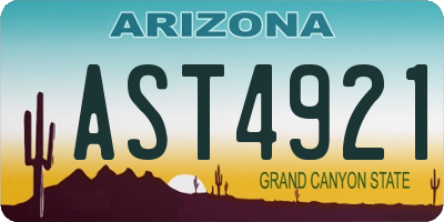 AZ license plate AST4921