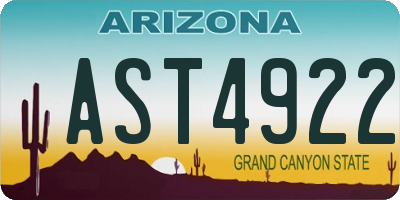 AZ license plate AST4922
