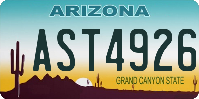 AZ license plate AST4926