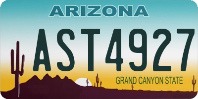 AZ license plate AST4927