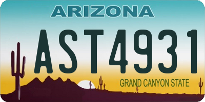 AZ license plate AST4931