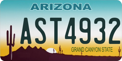 AZ license plate AST4932