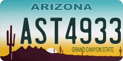 AZ license plate AST4933