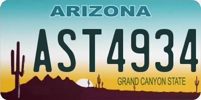 AZ license plate AST4934