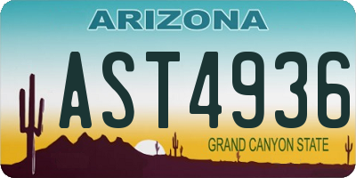 AZ license plate AST4936