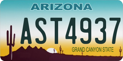 AZ license plate AST4937