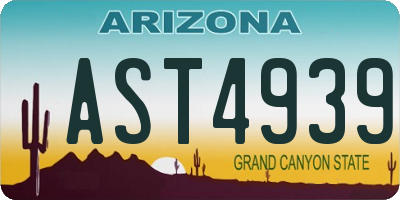 AZ license plate AST4939