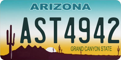 AZ license plate AST4942