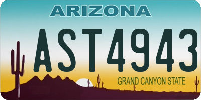 AZ license plate AST4943