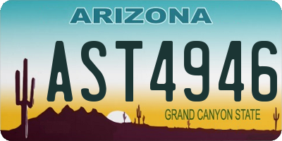 AZ license plate AST4946