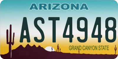 AZ license plate AST4948