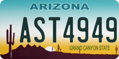 AZ license plate AST4949