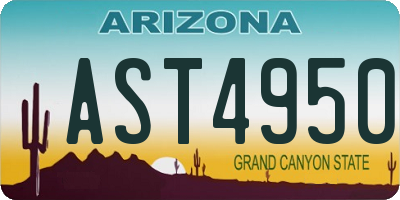 AZ license plate AST4950