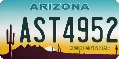 AZ license plate AST4952