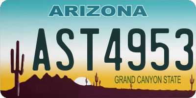 AZ license plate AST4953