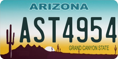 AZ license plate AST4954