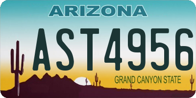 AZ license plate AST4956