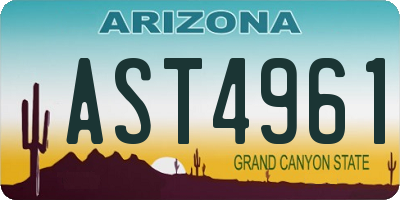 AZ license plate AST4961