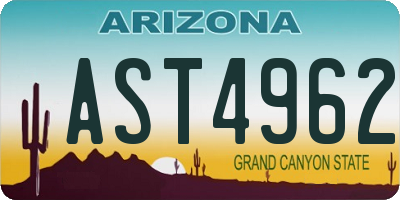 AZ license plate AST4962