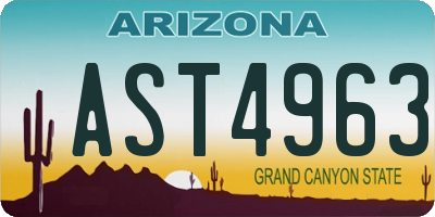 AZ license plate AST4963