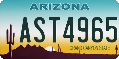 AZ license plate AST4965