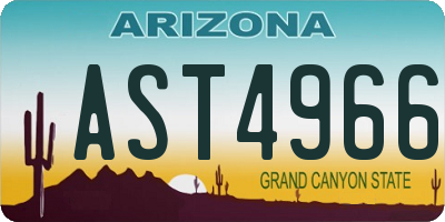 AZ license plate AST4966