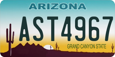 AZ license plate AST4967