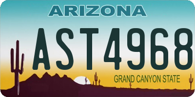 AZ license plate AST4968