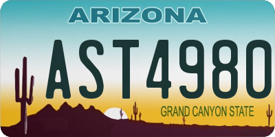AZ license plate AST4980