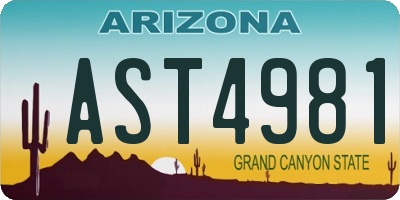 AZ license plate AST4981