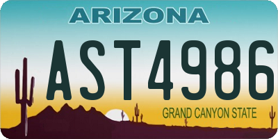 AZ license plate AST4986