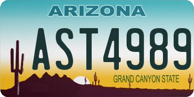 AZ license plate AST4989