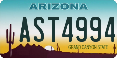 AZ license plate AST4994