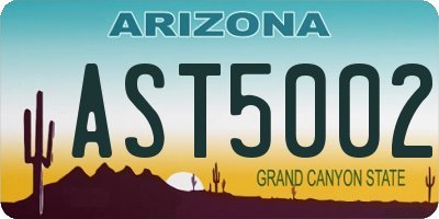 AZ license plate AST5002