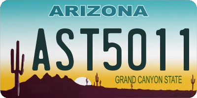 AZ license plate AST5011