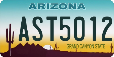 AZ license plate AST5012