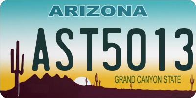 AZ license plate AST5013