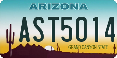 AZ license plate AST5014
