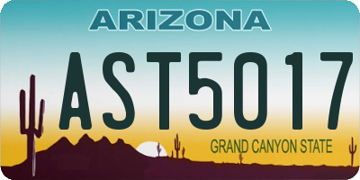 AZ license plate AST5017