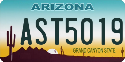 AZ license plate AST5019