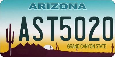 AZ license plate AST5020