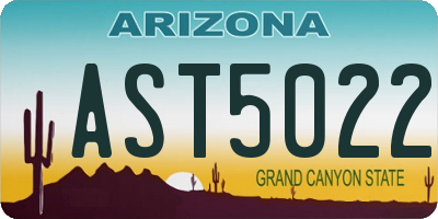 AZ license plate AST5022