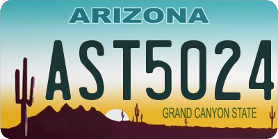 AZ license plate AST5024
